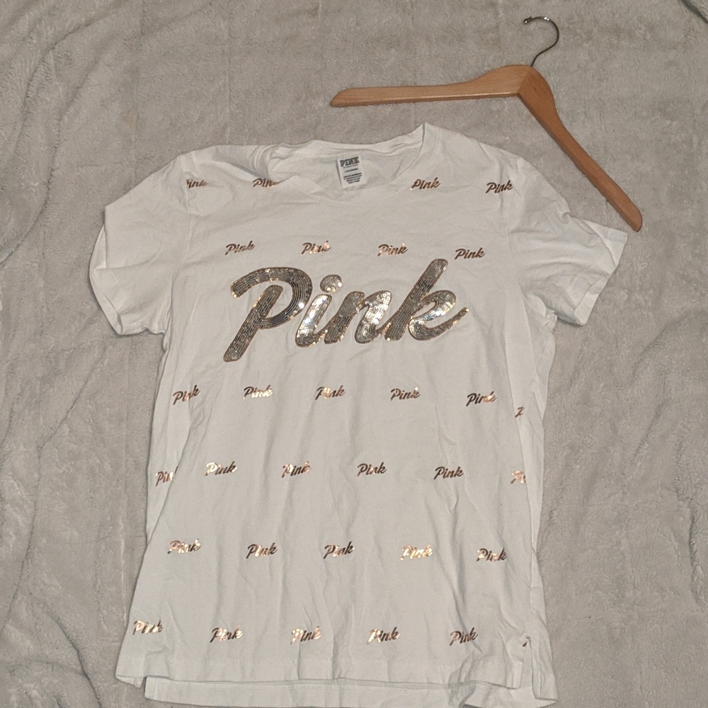 VS PINK Sequin Logo Tee